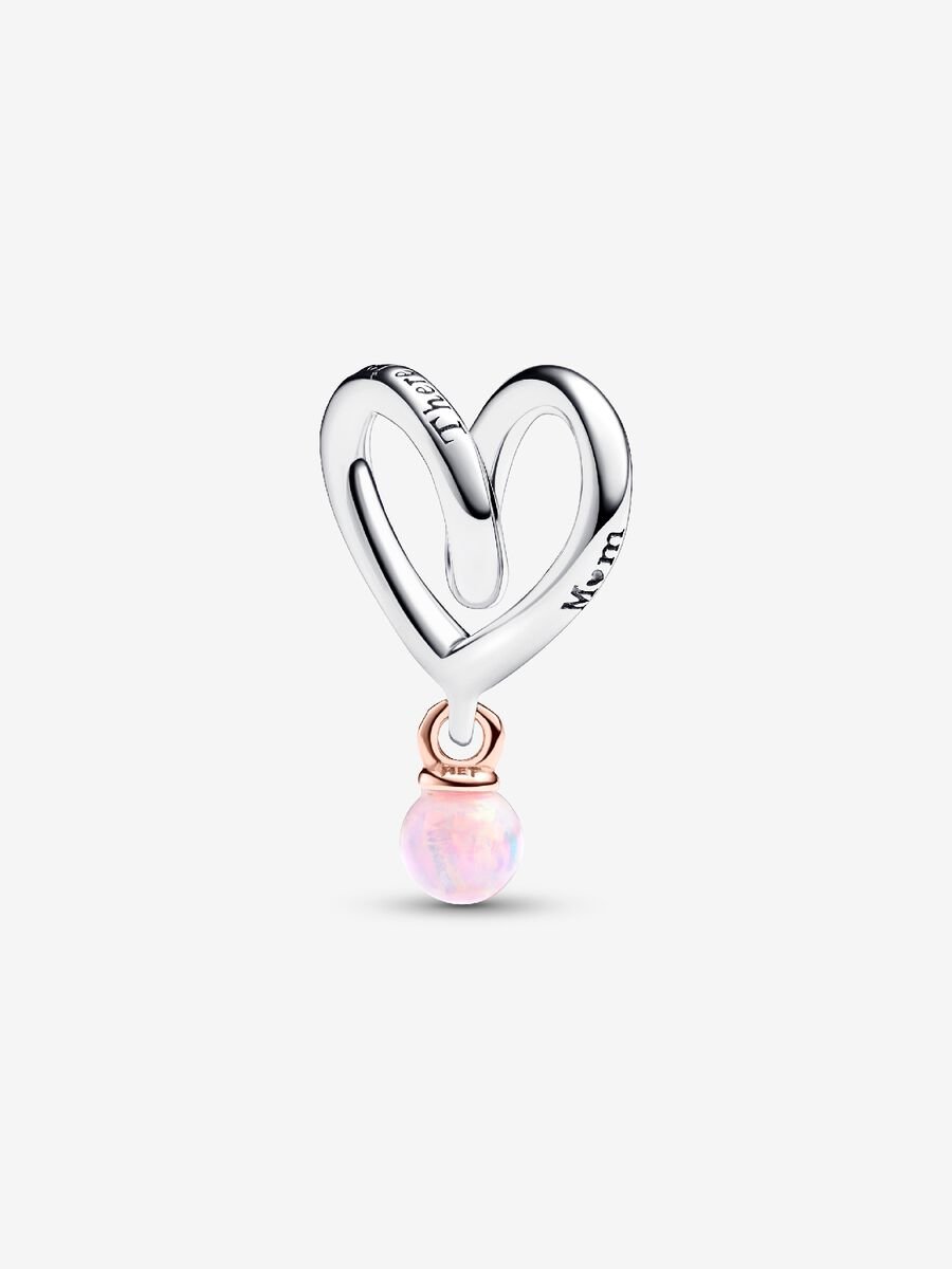 Mum Two-tone Wrapped Heart Charm