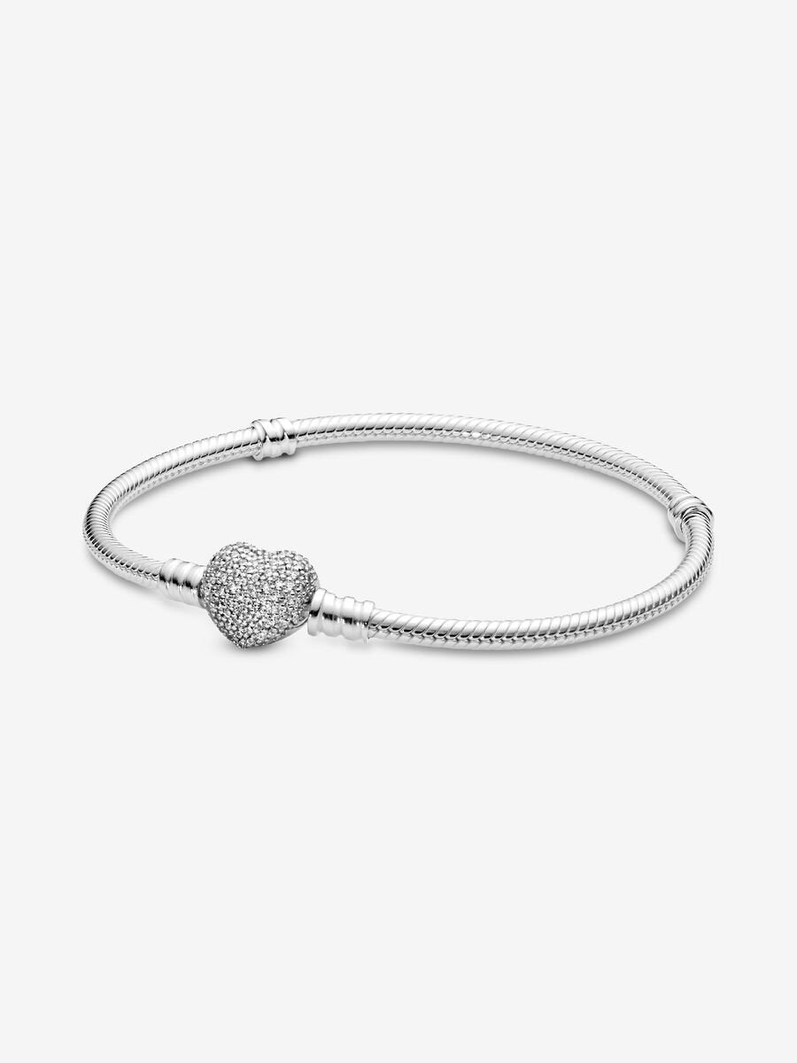 Sparkling Heart & Snake Chain Bracelet