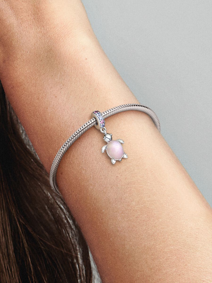 Murano Glass Pink Sea Turtle Dangle Charm